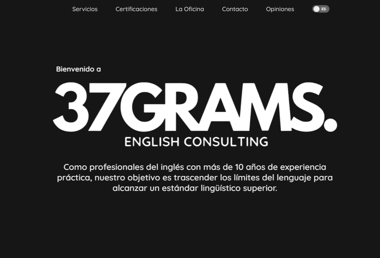 37Grams, página web de una academia de inglés